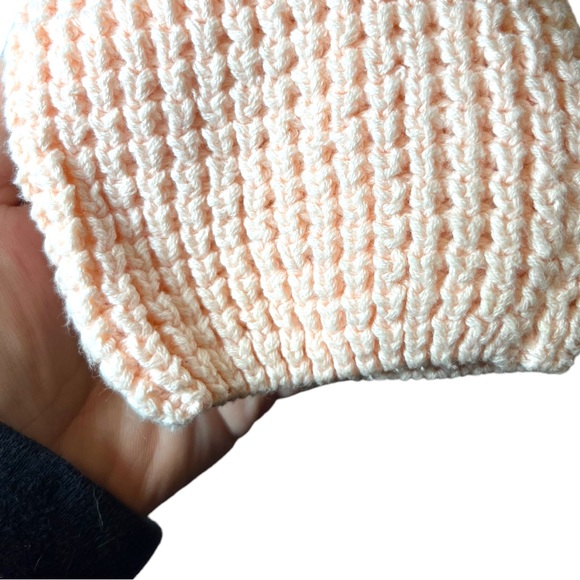 Baby Pink Hand Crocheted V-Neck Oversized Sweater - Picture 3 of 3